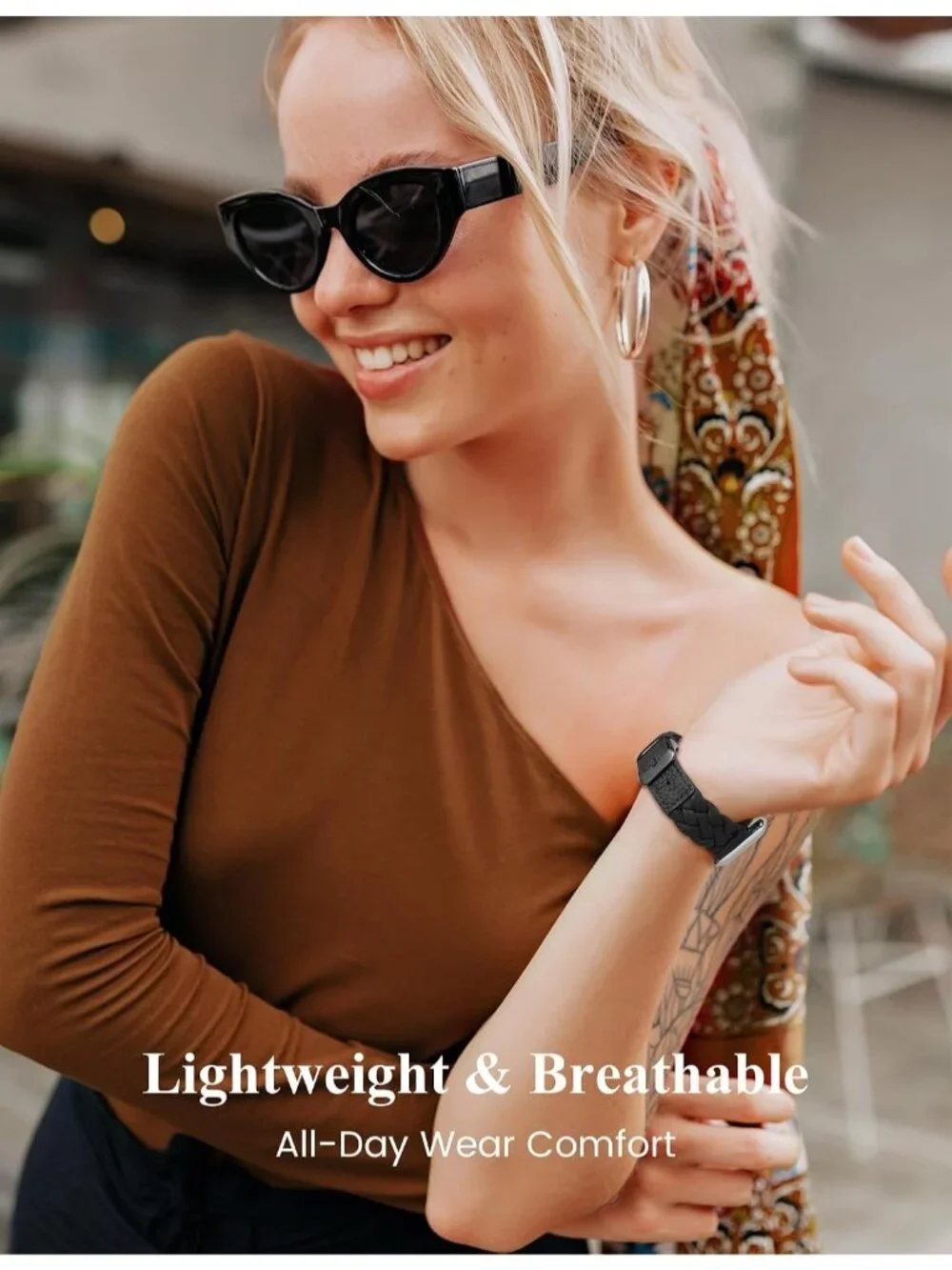 Women's Black Braided Leather Woven Strap Compatible with Apple Wrist Watch